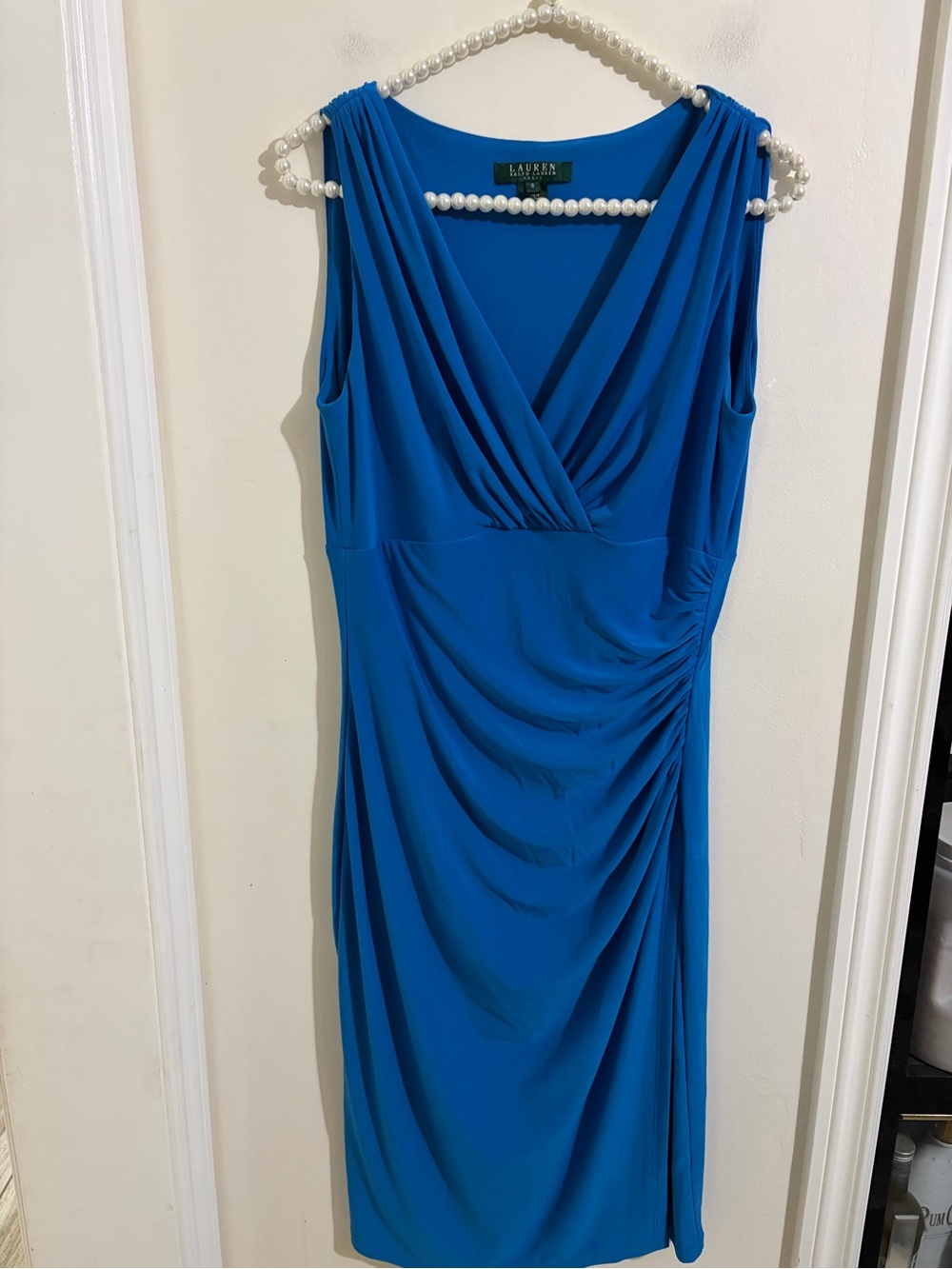 Lauren Ralph Lauren Cobalt Blue Sleeveless Surplice Midi Dress